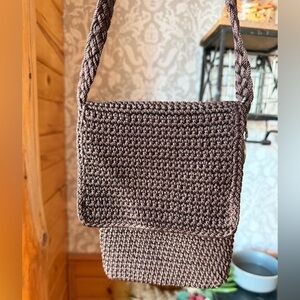 The Sak Brown Crochet Mini Flap Cell Phone Bag Crossbody NWOT!